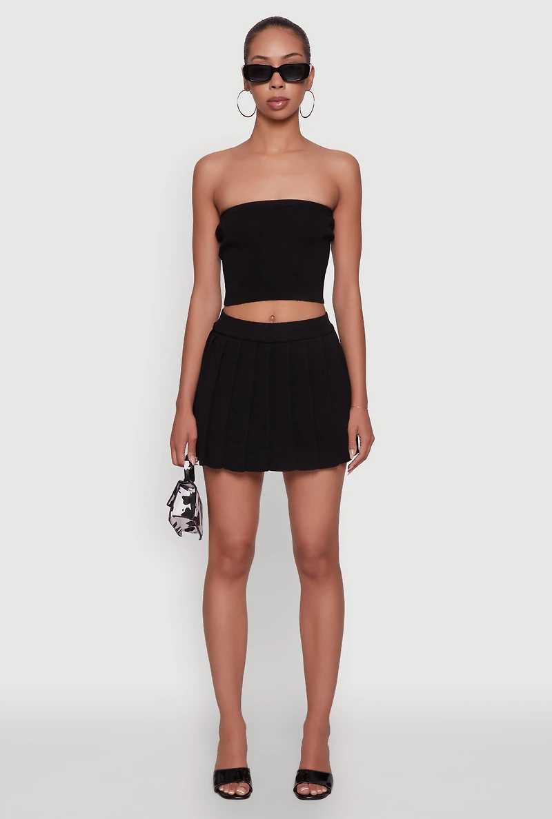 Daisy Rib Knit Cropped Tube Top