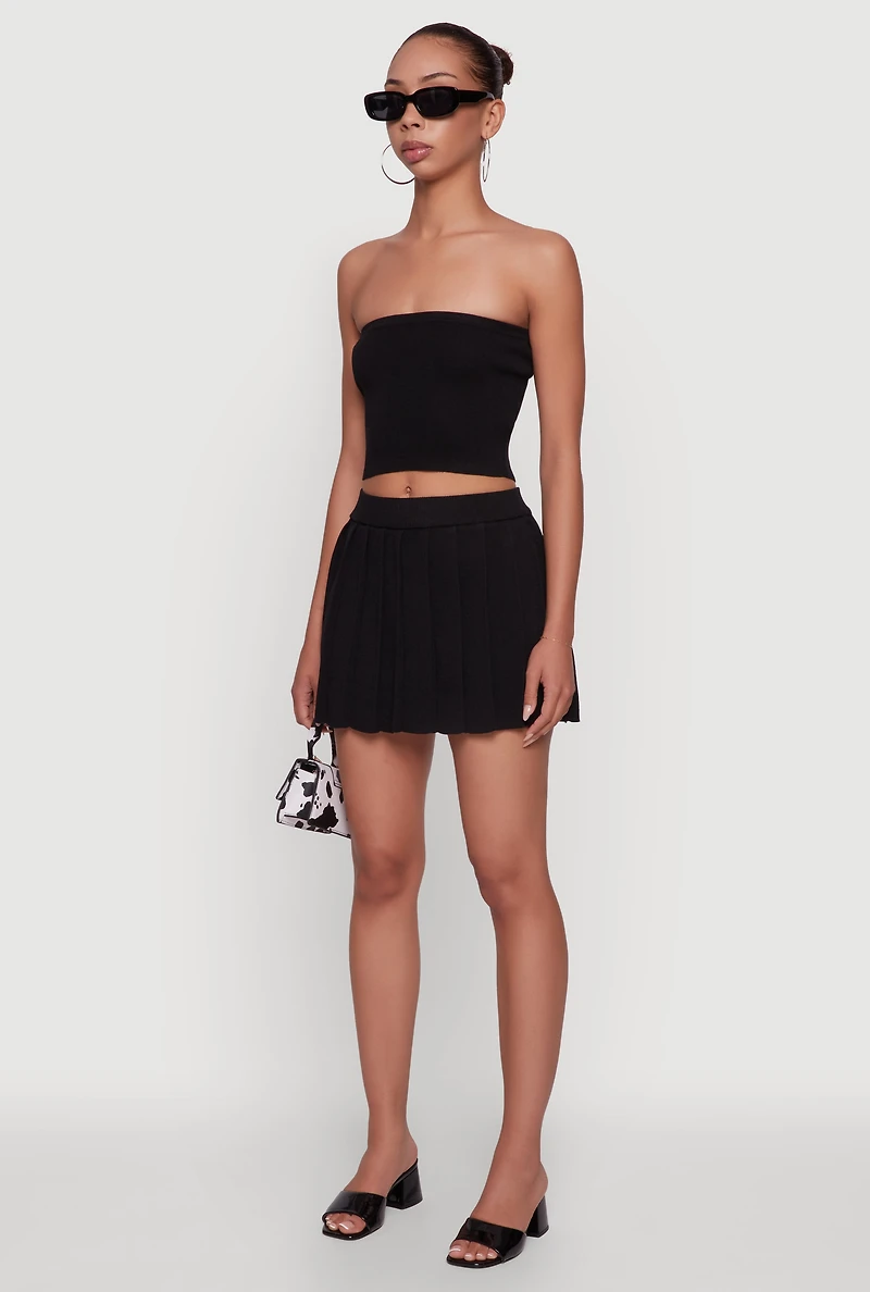 Daisy Rib Knit Cropped Tube Top