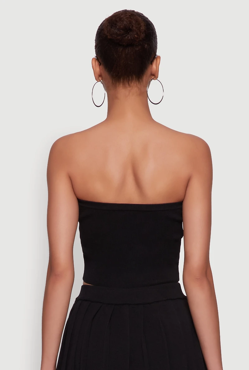 Daisy Rib Knit Cropped Tube Top