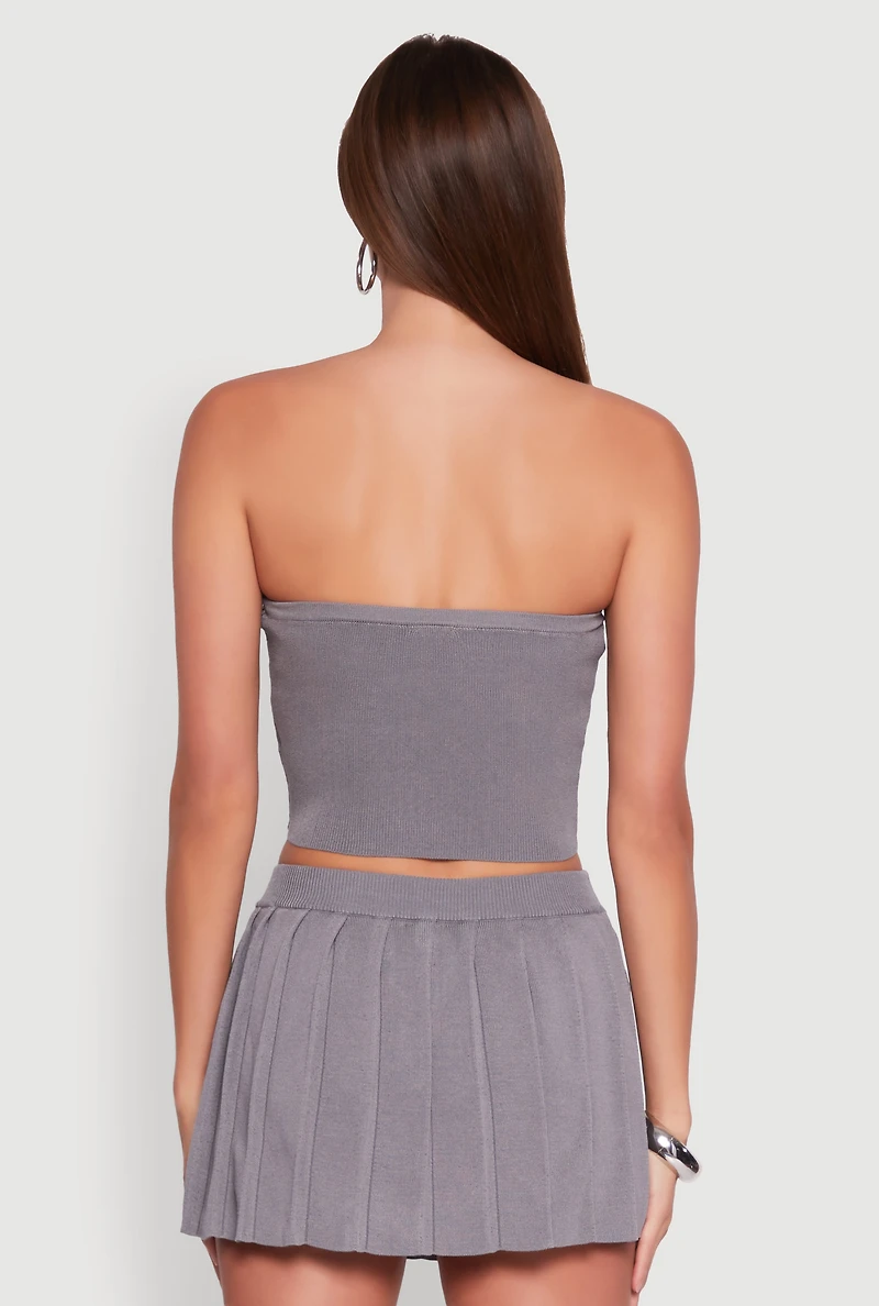 Daisy Rib Knit Cropped Tube Top