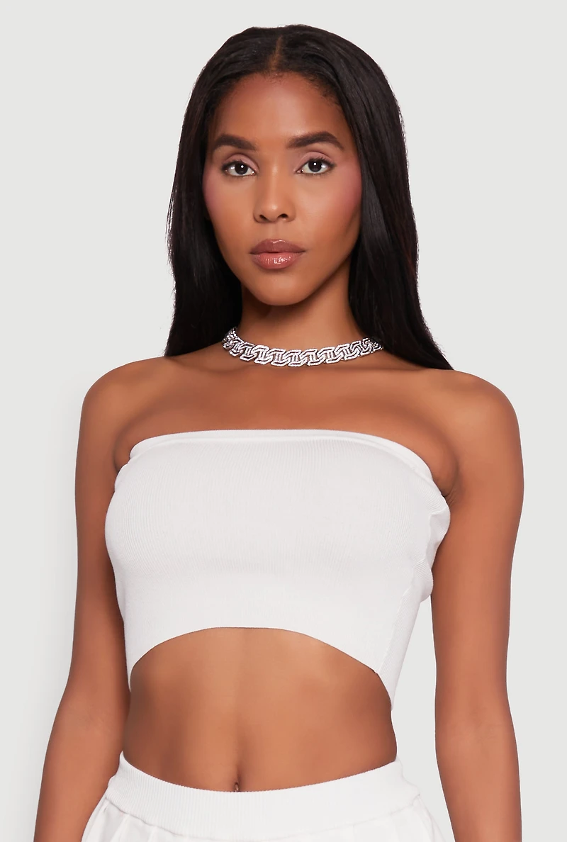 Daisy Rib Knit Cropped Tube Top