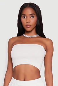 Daisy Rib Knit Cropped Tube Top