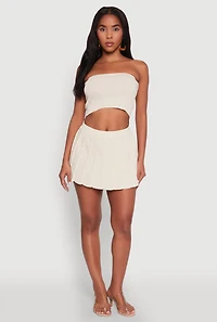 Womens Daisy Rib Knit Cropped Tube Top,