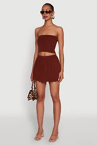 Womens Daisy Rib Knit Cropped Tube Top,