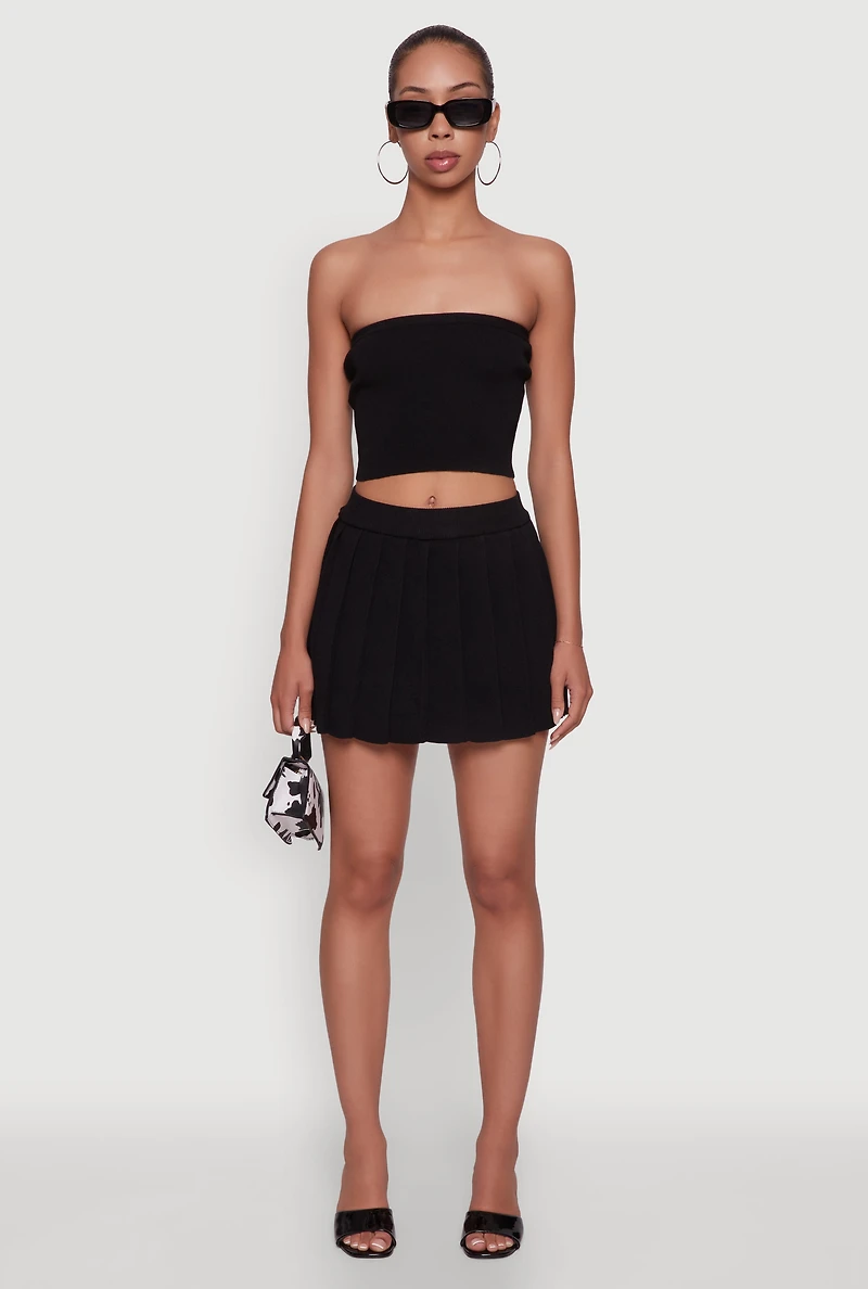 Daisy Rib Knit Pleated Skort