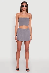 Daisy Rib Knit Pleated Skort