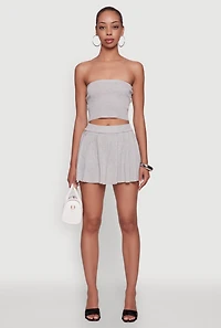 Daisy Rib Knit Pleated Skort