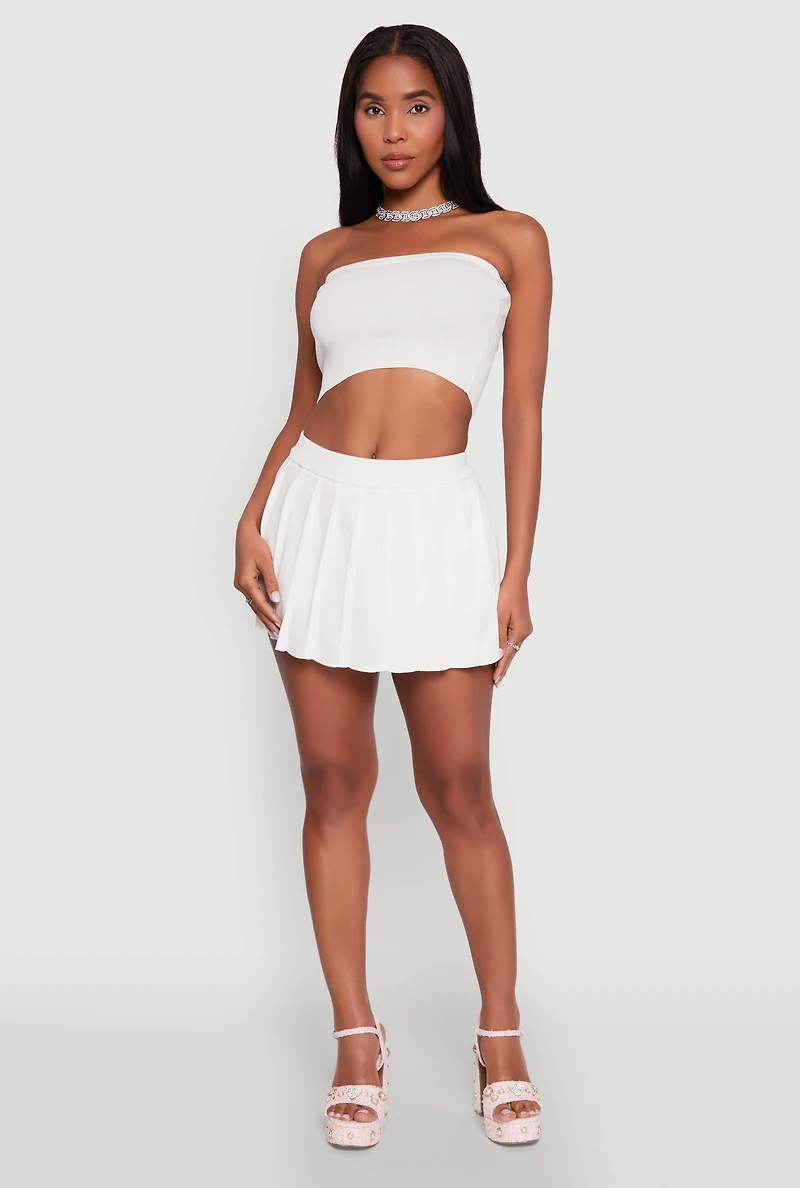 Daisy Rib Knit Pleated Skort