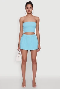Daisy Rib Knit Pleated Skort