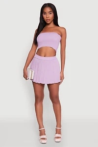 Daisy Rib Knit Pleated Skort
