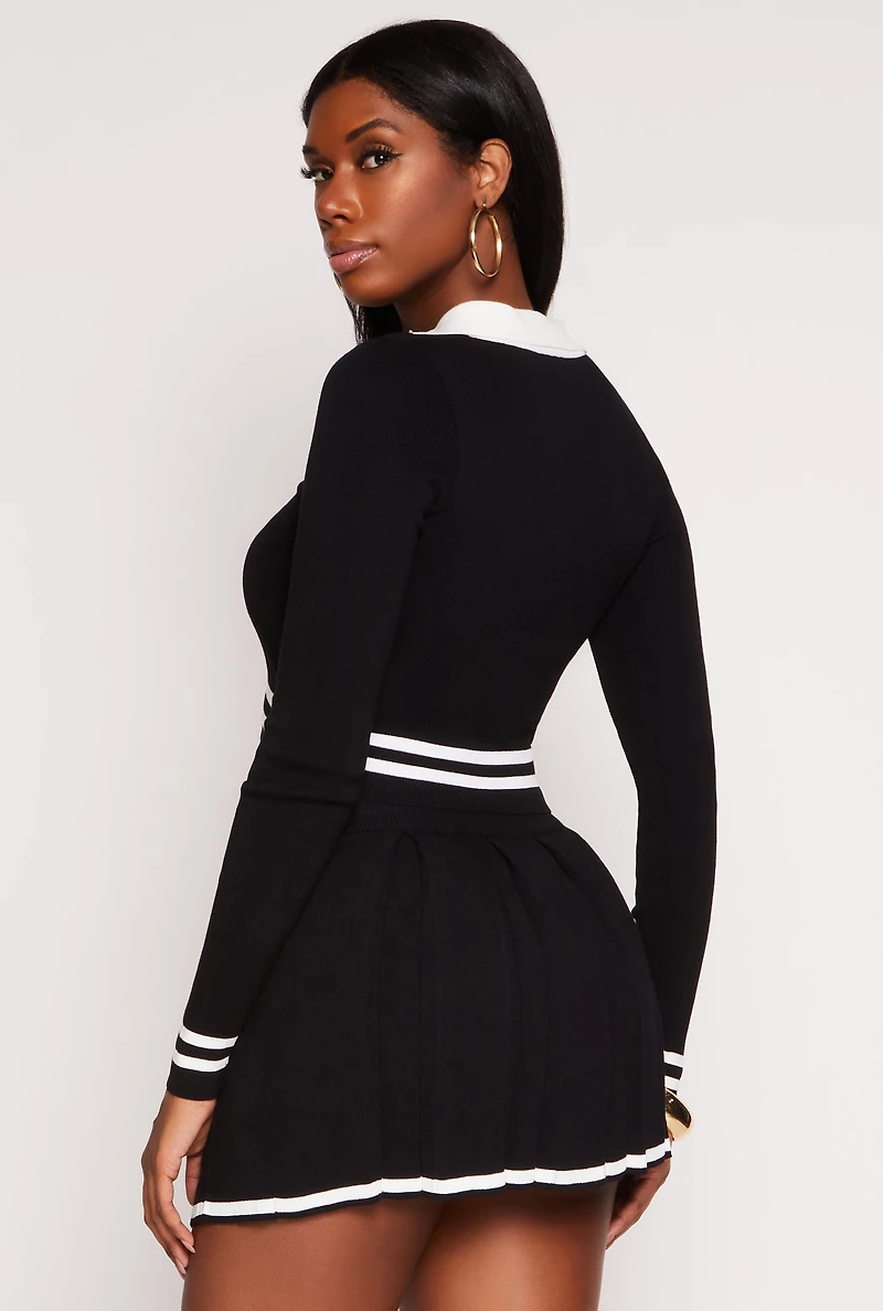 Womens Daisy Varsity Stripe Detail Crop Top, Black, Size M