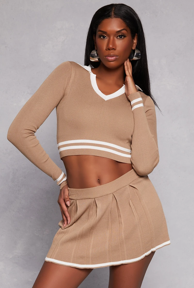 Womens Daisy Varsity Stripe Detail Crop Top,