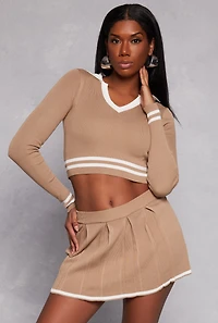 Womens Daisy Varsity Stripe Detail Crop Top,