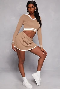 Womens Daisy Varsity Stripe Detail Crop Top,