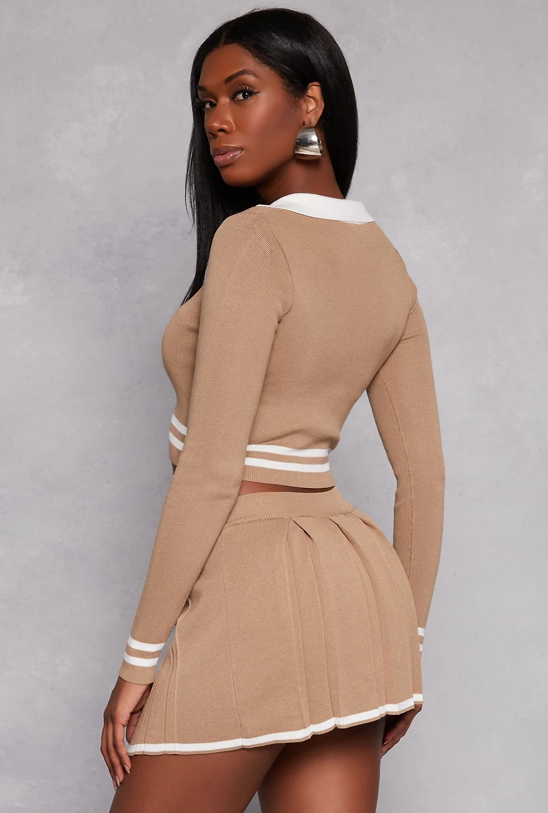 Womens Daisy Varsity Stripe Detail Crop Top,