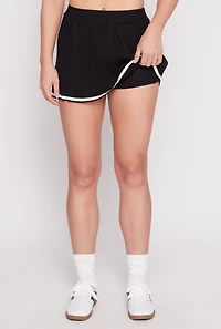 Womens Daisy Contrast Trim Pleated Skirt,