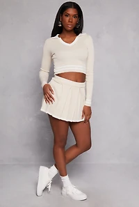 Daisy Contrast Trim Pleated Skirt