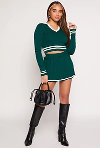 Daisy Contrast Trim Pleated Skirt