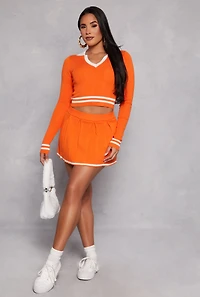 Daisy Contrast Trim Pleated Skirt