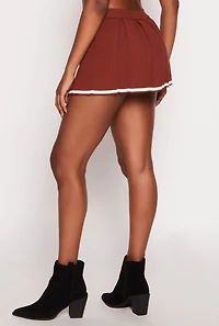 Womens Daisy Contrast Trim Pleated Skirt,