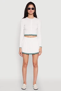Womens Daisy Varsity Stripe Cardigan, White, Size L