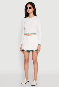 Womens Daisy Varsity Stripe Cardigan, White, Size L