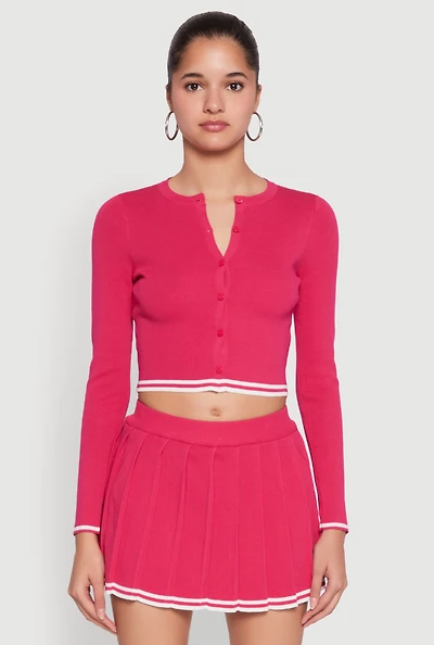 Womens Daisy Varsity Stripe Cardigan, Pink, Size L