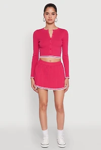 Womens Daisy Varsity Stripe Cardigan, Pink, Size XL
