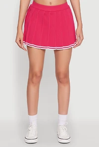 Womens Daisy Pleated Varsity Stripe Skort, Pink, Size M