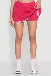 Womens Daisy Pleated Varsity Stripe Skort, Pink, Size L