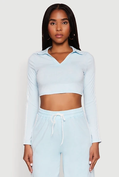 Womens Daisy Mineral Wash Varsity Stripe Crop Top,