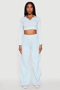 Womens Daisy Mineral Wash Varsity Stripe Crop Top,