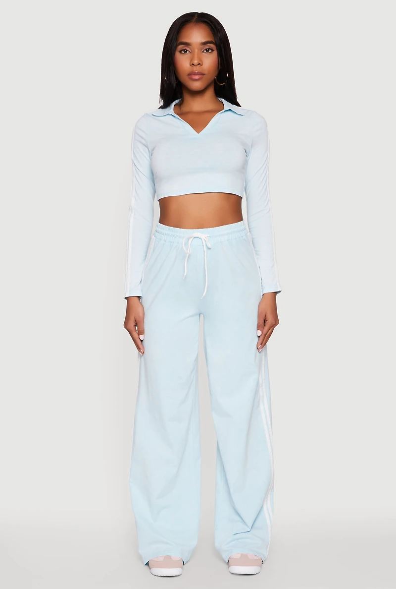 Daisy Mineral Wash Varsity Stripe Crop Top