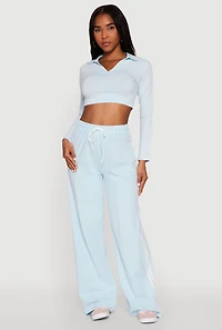 Womens Daisy Mineral Wash Varsity Stripe Crop Top,