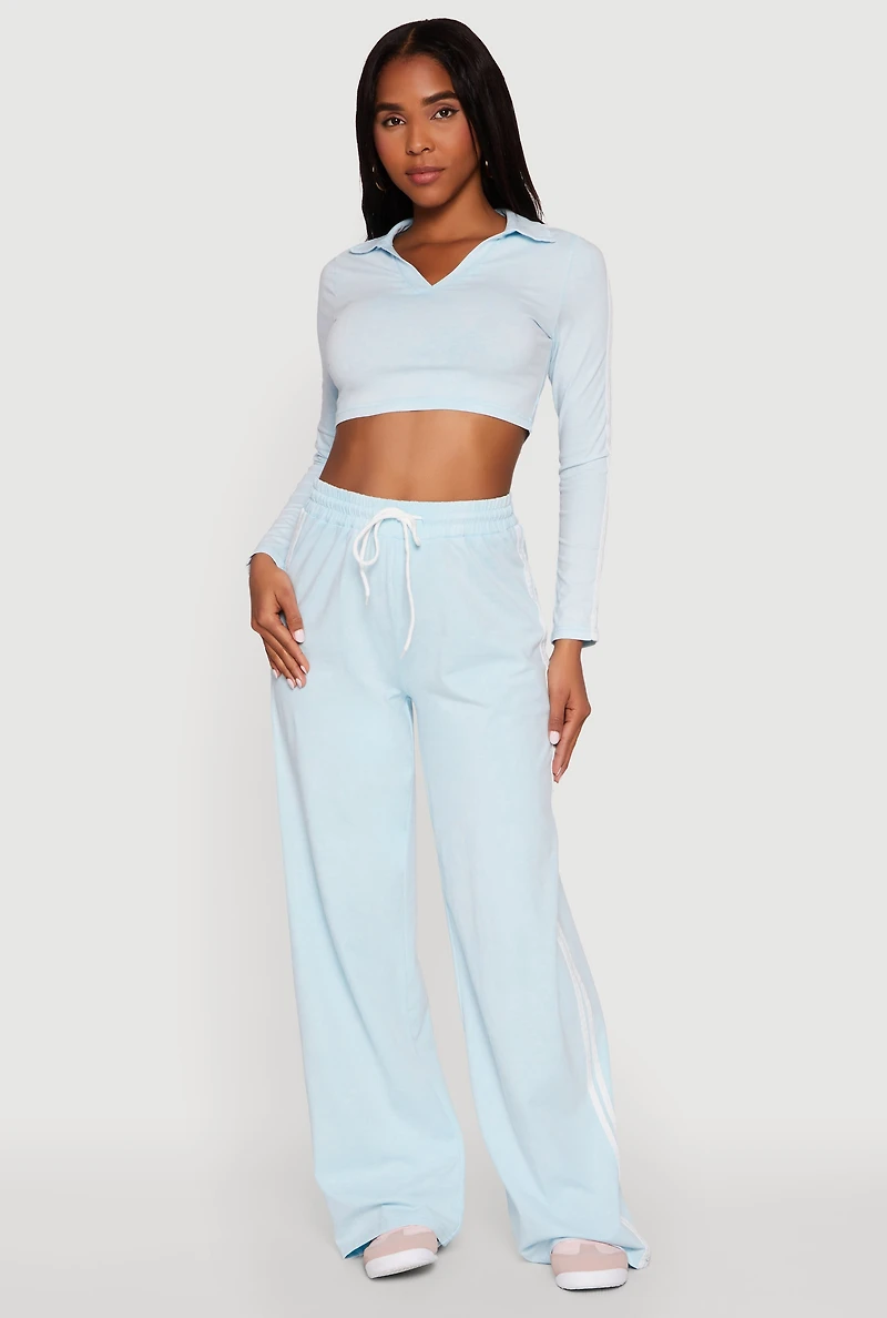 Daisy Mineral Wash Varsity Stripe Crop Top