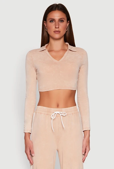 Womens Daisy Mineral Wash Varsity Stripe Crop Top,