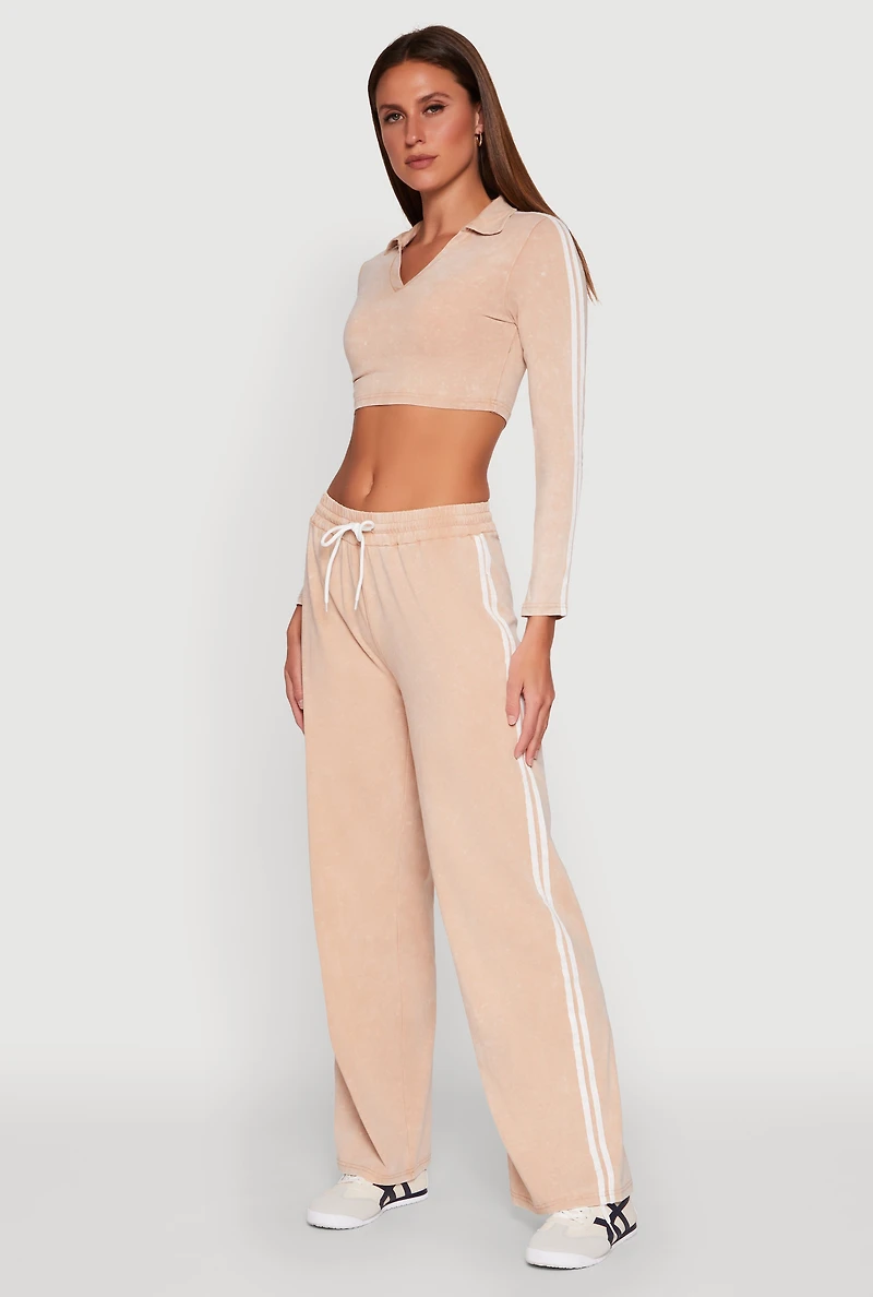 Womens Daisy Mineral Wash Varsity Stripe Crop Top, M