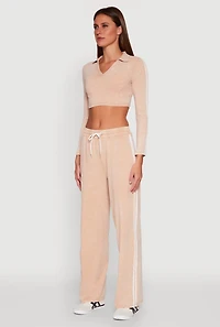 Womens Daisy Mineral Wash Varsity Stripe Crop Top, XL