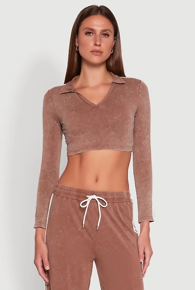 Womens Daisy Mineral Wash Varsity Stripe Crop Top,