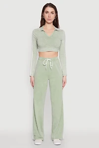 Womens Daisy Mineral Wash Varsity Stripe Sweatpants, Green, Size L