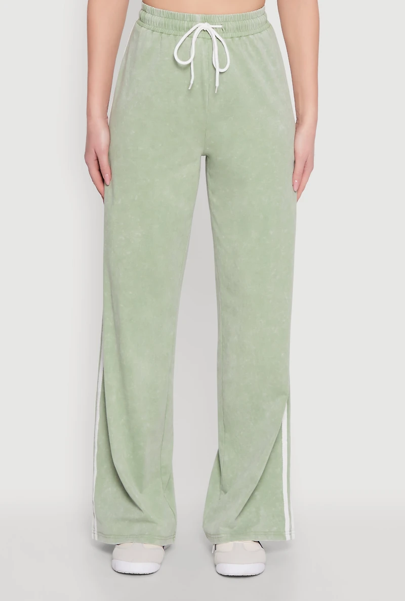 Womens Daisy Mineral Wash Varsity Stripe Sweatpants, Green, Size L