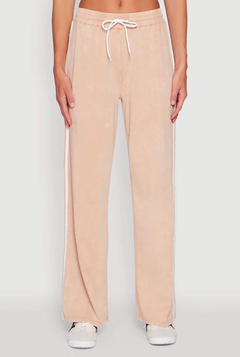 Womens Daisy Mineral Wash Varsity Stripe Sweatpants, Khaki,