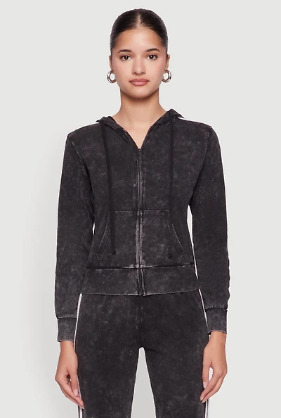 Womens Daisy Mineral Wash Varsity Stripe Hooded Sweatshirt,
