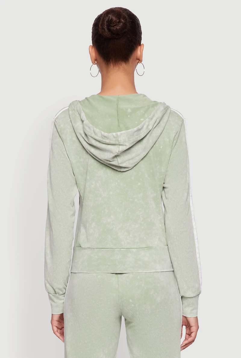 Womens Daisy Mineral Wash Varsity Stripe Hooded Sweatshirt, XL