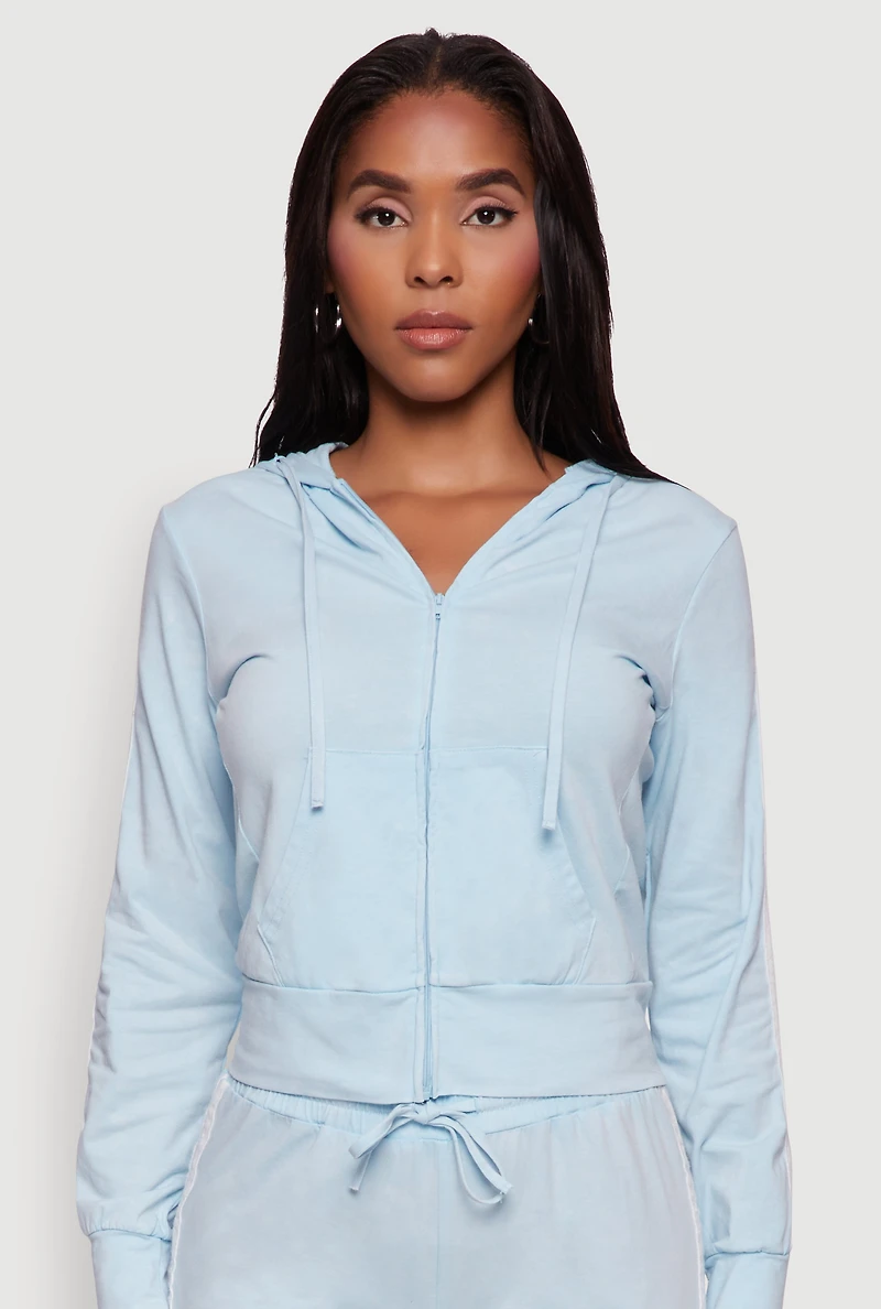 Womens Daisy Mineral Wash Varsity Stripe Hooded Sweatshirt,
