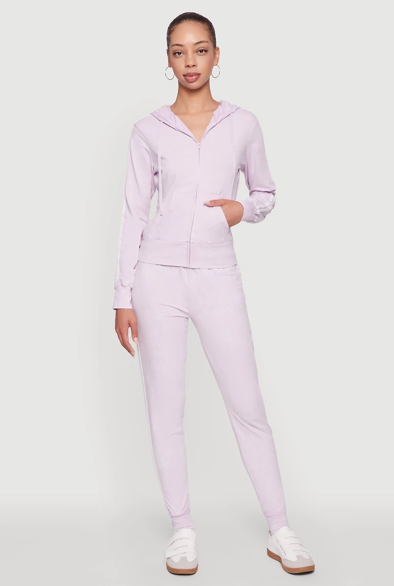 Daisy Mineral Wash Varsity Stripe Hooded Sweatshirt