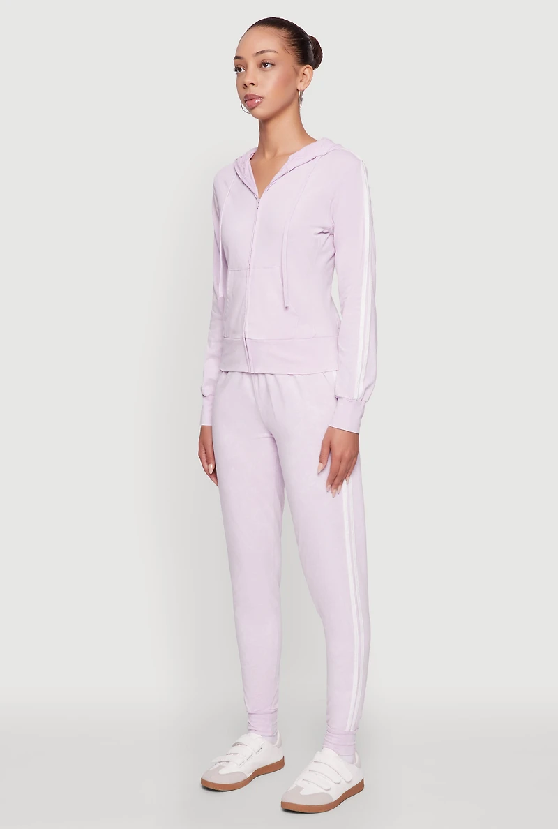 Daisy Mineral Wash Varsity Stripe Hooded Sweatshirt