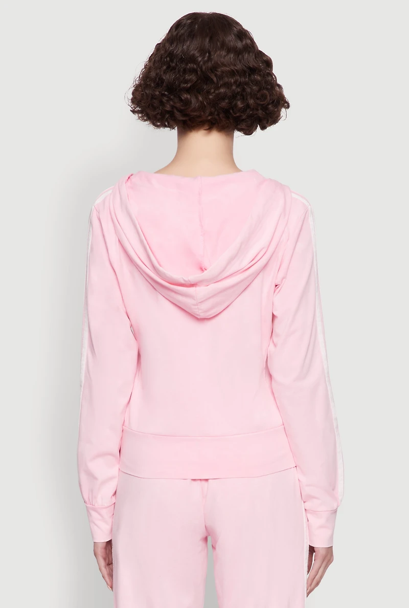 Daisy Mineral Wash Varsity Stripe Hooded Sweatshirt