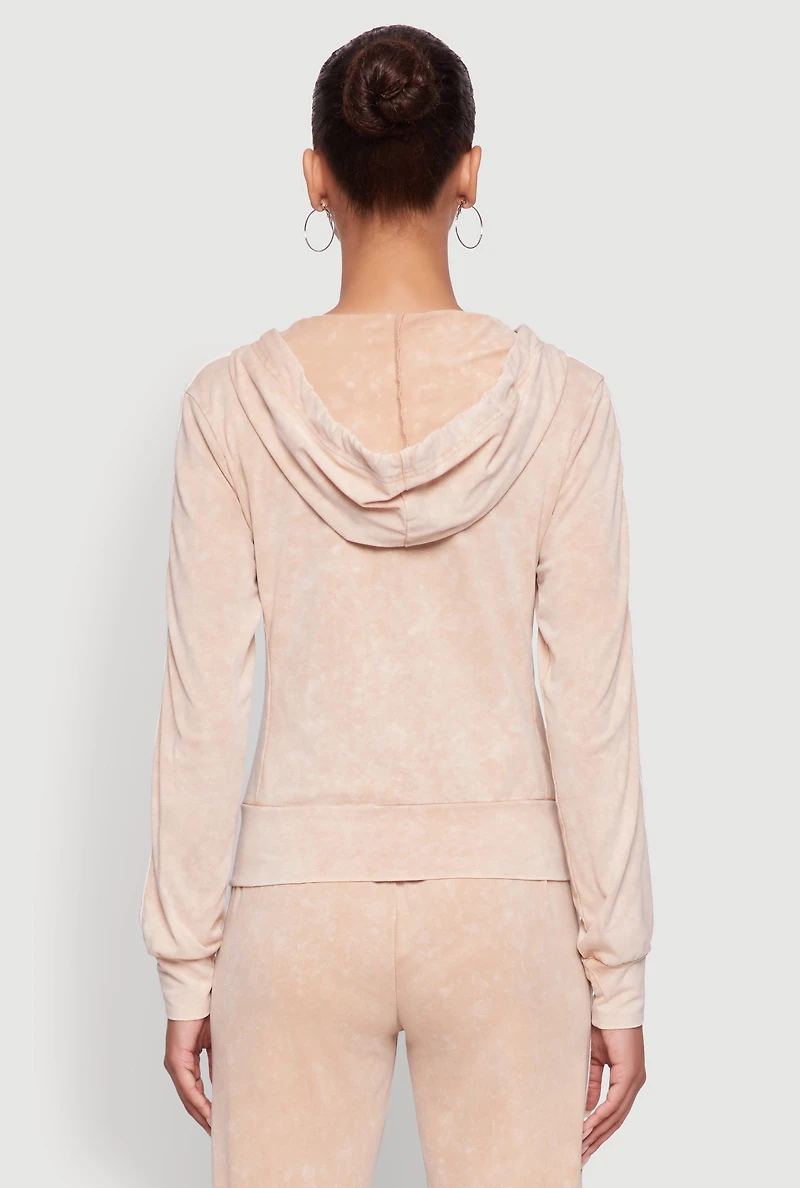 Womens Daisy Mineral Wash Varsity Stripe Hooded Sweatshirt, Beige, Size S