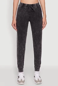 Womens Daisy Mineral Wash Drawstring Waist Varsity Stripe Joggers,